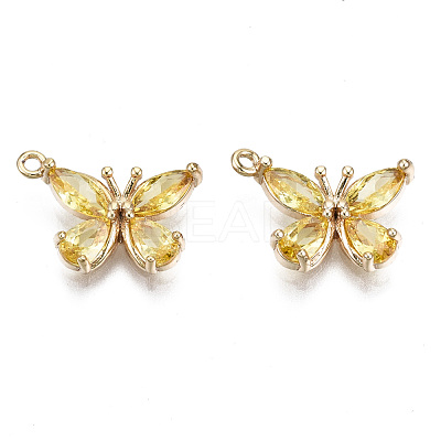 Real 18K Gold Plated Brass Micro Pave Cubic Zirconia Pendants KK-T056-59G-03-NF-1