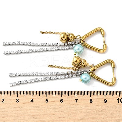 304 Stainless Steel Micro Pave Clear Cubic Zirconia Plastic Pearl Hoop Earrings EJEW-D308-05PG-1