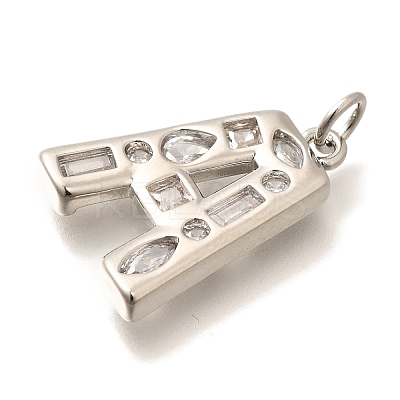 Brass Micro Pave Clear Cubic Zirconia Pendants KK-G521-01P-A-1