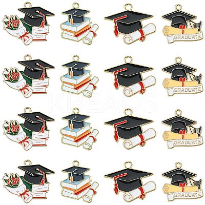 40Pcs 4 Styles Rack Plating Alloy Enamel Pendants ENAM-CJ0004-36-1