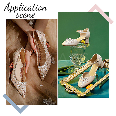 2Pcs Plasic Imitation Pearl & Rhinestone Shoe Decorations FIND-FG0002-55LG-1