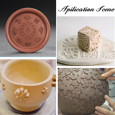 Chinese Mid-Autumn Festival Hand-Pressure Wooden Flower Carved Moon Cake Mould DIY-WH0410-25-1