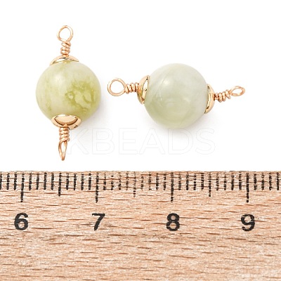 Natural New Jade Round Links Connector Charms KK-Z152-04G-02-1