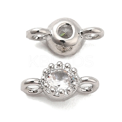 Brass Pave Clear Glass Connector Charms KK-F860-75P-02-1