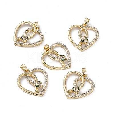 Brass Clear & Green Cubic Zirconia Pendants KK-E068-VA168-2-1