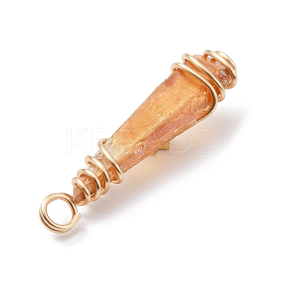 Electroplated Raw Rough Natural Quartz Crystal Copper Wire Wrapped Pendants PALLOY-JF02413-01-1