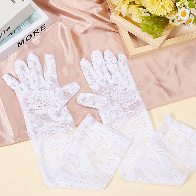 Polyester Long Lace Gloves AJEW-WH20011-94B-1