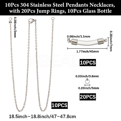 10Pcs 304 Stainless Steel Pendants Necklaces NJEW-SC0001-42-1