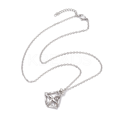 Crystal Stone Cage Pendant Necklaces NJEW-JN04758-01-1