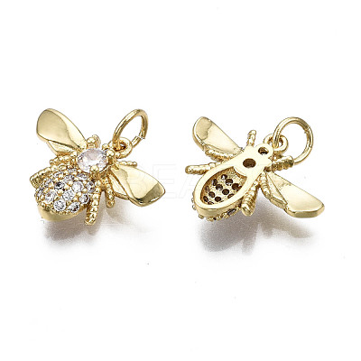 Brass Micro Pave Clear Cubic Zirconia Pendants KK-Q769-021-NF-1
