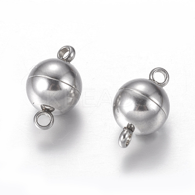 Tarnish Resistant 304 Stainless Steel Magnetic Clasps with Loops X-STAS-K006-8mm-04C-1
