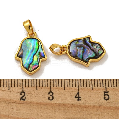 Rack Plating Brass Pave Natural Paua Shell Pendants KK-U025-04G-02-1
