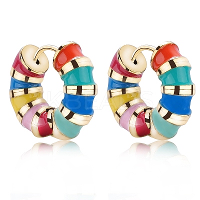 Enamel Striped Thick Hoop Earrings JE1110A-1