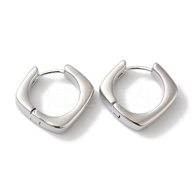 Rhombus Brass Hoop Earrings for Women EJEW-U008-07P-1