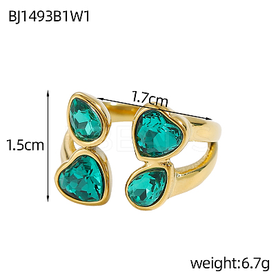 304 Stainless Steel Pave Cubic Zirconia Cuff Bangles for Women STAS-OY012-37G-1
