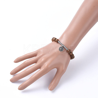 12 Constellation/Zodiac Sign Flat Round Tibetan Style Alloy Charm  Bracelets Sets BJEW-JB05168-1