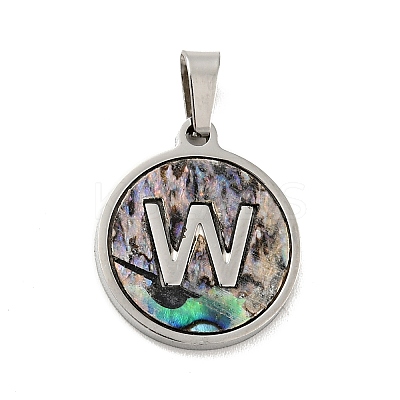 304 Stainless Steel with Paua Shell Pendants STAS-G268-02W-P-1