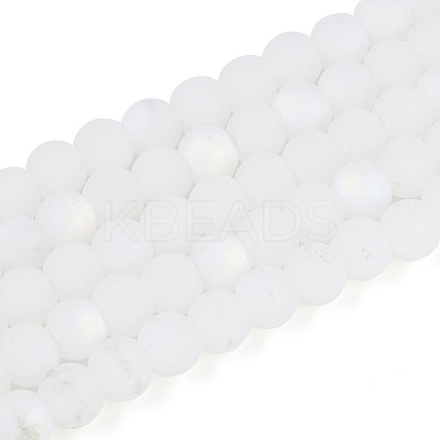 Frosted Imitation Jade Glass Beads Strands GLAA-T032-J6mm-MBB01-1