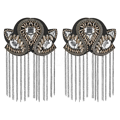 2Pcs Iron & Felt Fashion Tassel Epaulette AJEW-FH0004-04A-1