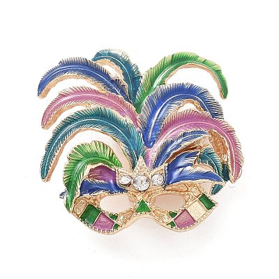 Mardi Gras Feather Mask Enamel Pins JEWB-E041-13G-1