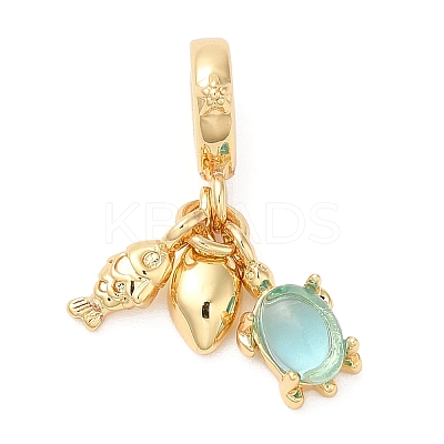 Brass Micro Pave Cubic Zirconia Pendants X-KK-D027-06G-1