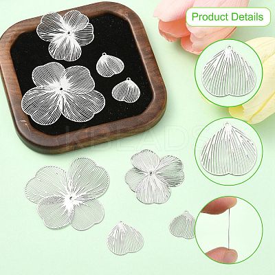 40Pcs 4 Styles Iron Etched Metal Embellishments Pendants IFIN-CJ0001-81-1