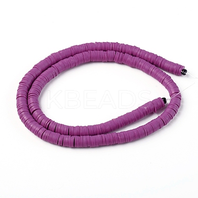 Flat Round Handmade Polymer Clay Beads CLAY-R067-6.0mm-05-1