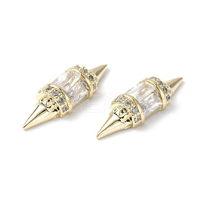 Brass Micro Pave Clear Cubic Zirconia Cabochons KK-A174-06G-1