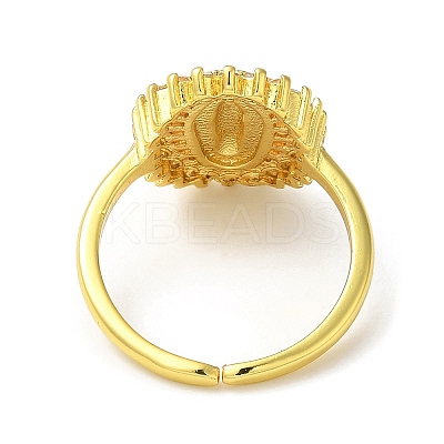 Clear Cubic Zirconia Virgin Mary Open Cuff Rings RJEW-Q168-06G-1