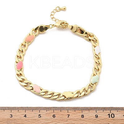 Brass Enamel Links Bracelets for Women BJEW-B125-06G-1