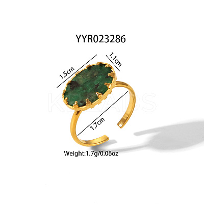 Simple Fashion Oval Natural Gemstone Cuff Ring & Stud Earrings Sets FJ0453-1-1