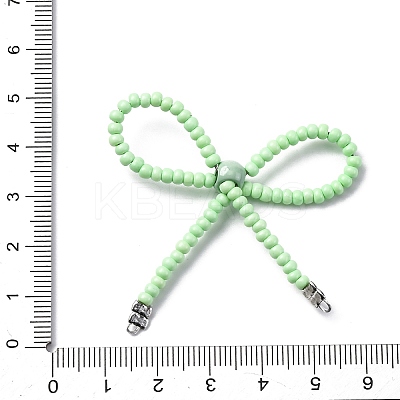 Alloy & Glass Seed Beads Bowknot Chandelier Component Links PALLOY-D359-03F-1