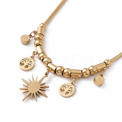 Synthetic Turquoise Pendant Necklace with 304 Stainless Steel Round Snake Chains NJEW-P269-07B-G-1