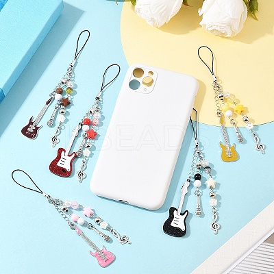 2Pcs ABS Plastic Imitation Pearl & Acrylic & Alloy Mobile Straps HJEW-YW00163-01-1