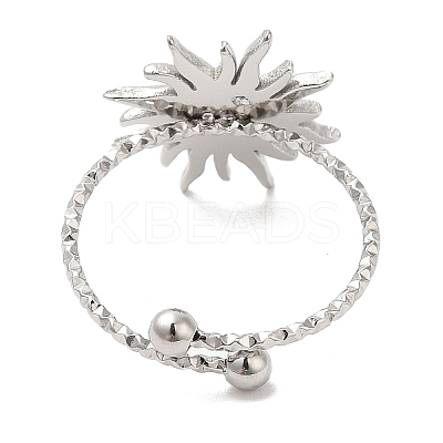 Non-Tarnish 304 Stainless Steel Sun Open Cuff Ring for Women RJEW-M149-08P-1
