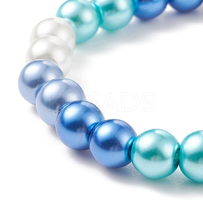 Glass Pearl Round Beaded Stretch Bracelet for Women BJEW-JB08532-1
