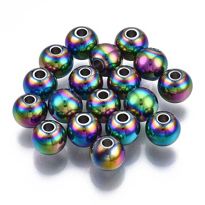 Rack Plating Rainbow Color 304 Stainless Steel Beads STAS-S119-081C-01-1