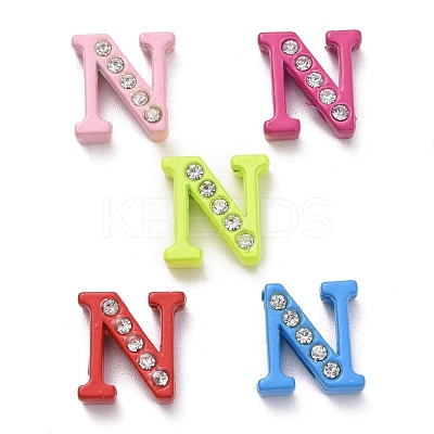 Spray Painted Zinc Alloy Slide Charms ALRI-WH0005-13N-1
