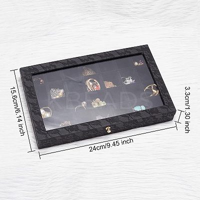 28 Grids Printed Imitation Leather Jewelry Tray Organizer Boxes MRMJ-WH0077-086-1