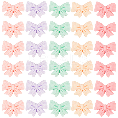 50Pcs 5 Colors Resin Cartoon Bowknot Cabochons FIND-SC0019-58-1