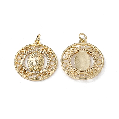 Brass Clear Cubic Zirconia Pendants KK-E068-VA059-2-1