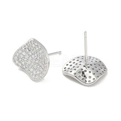Rack Plating Brass Micro Pave Clear Cubic Zirconia Stud Earrings for Women EJEW-M260-09P-1