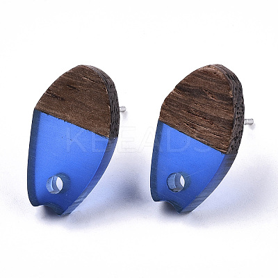 Transparent Resin & Walnut Wood Stud Earring Findings MAK-N032-010A-A01-1