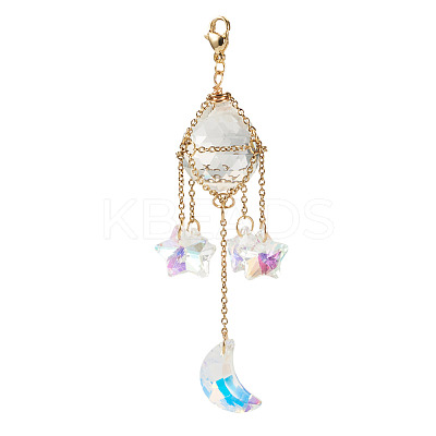 Stainless Steel Cable Chains Pouch Teardrop Pendant Decorations HJEW-TA00370-1
