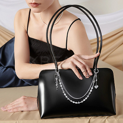 Aluminium Chains & Acrylic Beaded Double Layer Cross Purse Decorative Chains HJEW-NB00282-1