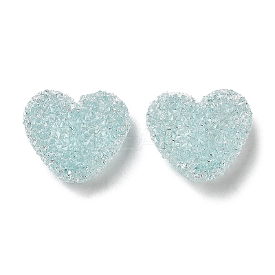 Drusy Heart Resin Rhinestone Beads RESI-C038-01-1
