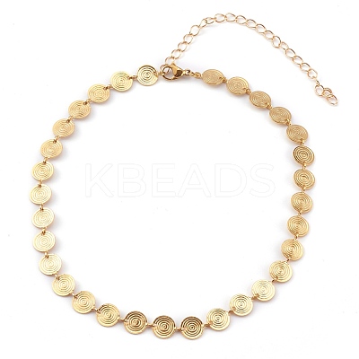 Brass Flat Round Link Chain Necklaces X-NJEW-JN03361-1