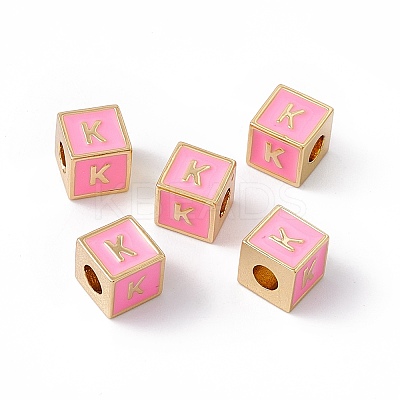 Rack Plating Brass Enamel Beads KK-B060-04G-05-1