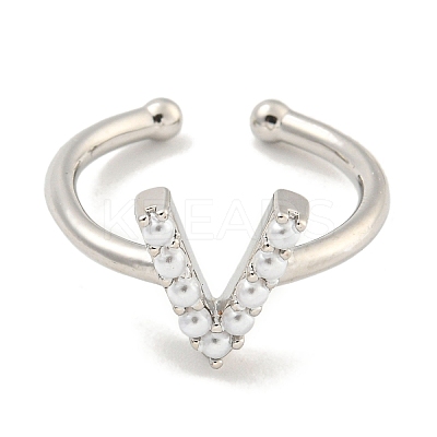 Rack Plating Brass Open Cuff Rings for Women RJEW-F162-01P-V-1