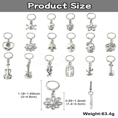 32Pcs 16 Style Alloy Pendant Locking Stitch Markers HJEW-CJ00044-1